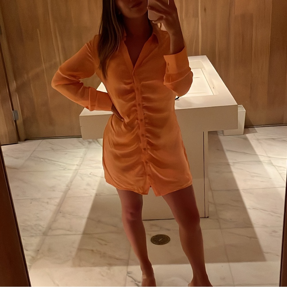 Silk Button Shirt Dress
